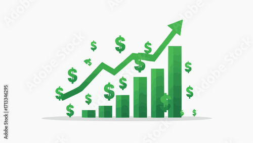 Green Growth Chart Visualizing Financial Success and Positive Trends