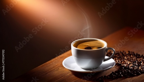 Nation Espresso Day With Hot Caffeine Idea Coffee Cup With Shadows And Light Contrasts