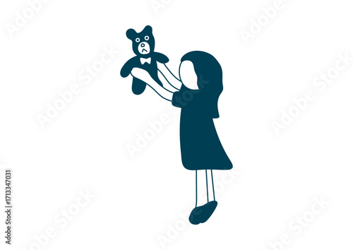 ぬいぐるみを持つ女性のイラスト素材