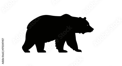 Silhouette of a bear walking on white background, perfect for nature and wildlife themes