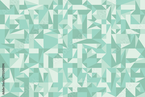 Fragmented abstract pattern of interlocking geometric triangles in cool tones. Graphic design background.