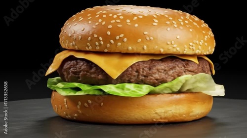 Juicy Cheeseburger: 360? Rotating Close-Up, Delicious Food Video