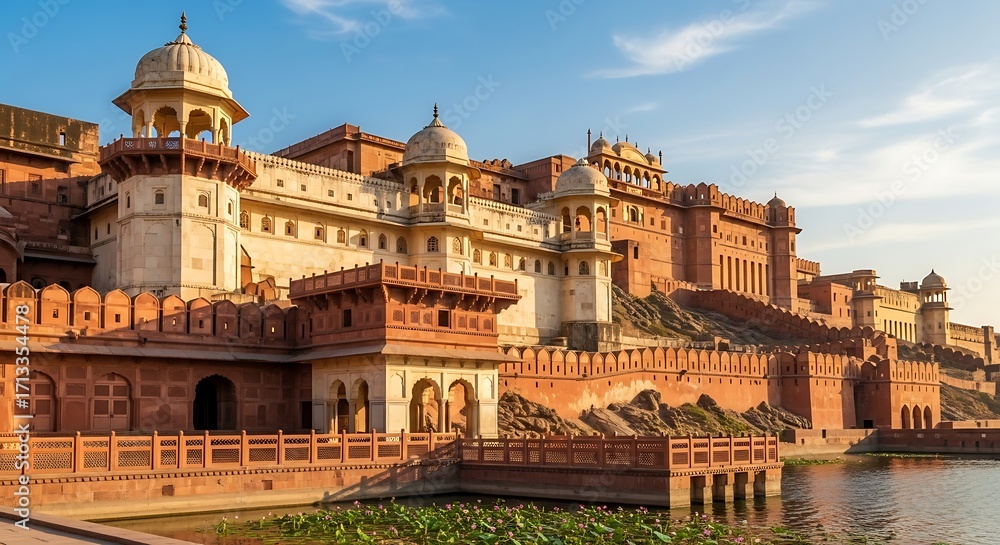 Naklejka premium Magnificent architectural marvel of Agra Fort, a historical landmark in India.