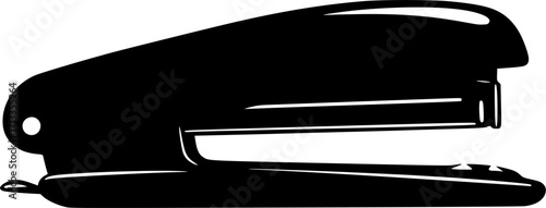 black and white silhouette of a stapler vector on a white background
