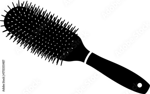 black and white silhouette of a Hairbrush vector on a white background
