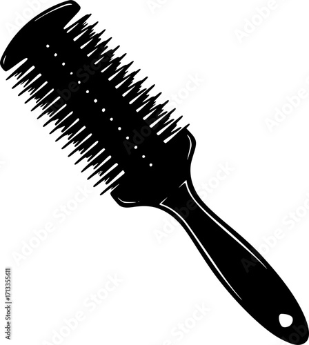 black and white silhouette of a Hairbrush vector on a white background
