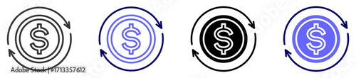 Currency Icon set Multiple style 