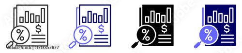 Tax Analysis Icon set Multiple style 