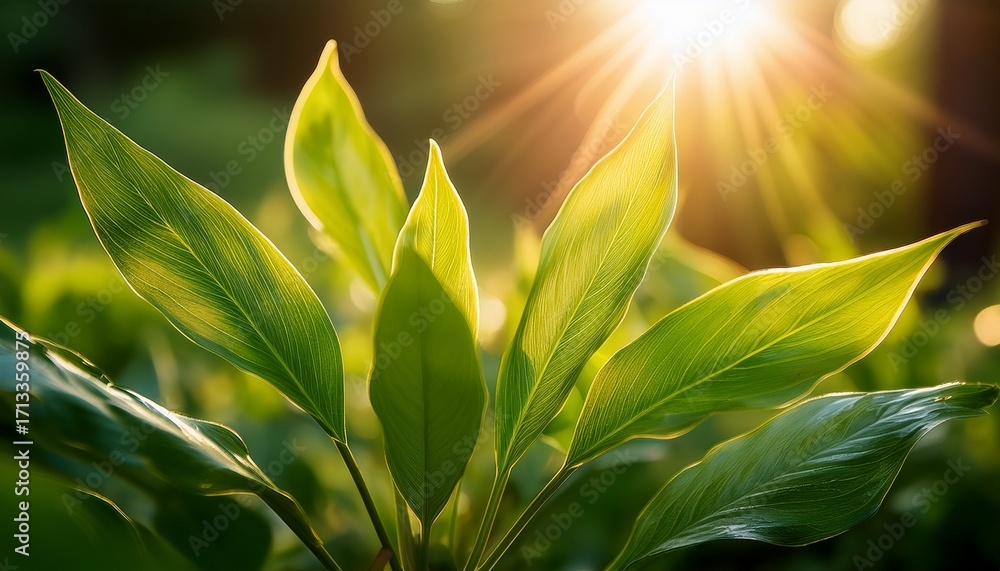 Obraz premium A Close Up Of A Green Leafy Plant Is Shown With Sunlight Filtering Through In A Natural Outdoor Setting