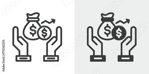 Revenue Icon Set in Outline and Mixed Style Vector Illustration