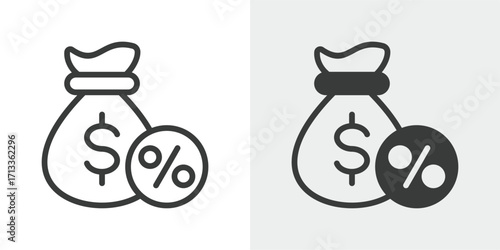 Creditor Icon Set in Outline and Mixed Style Vector Illustration