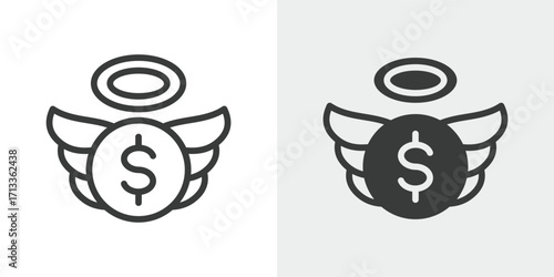 Angel Investor Icon Set in Outline and Mixed Style Vector Illustration