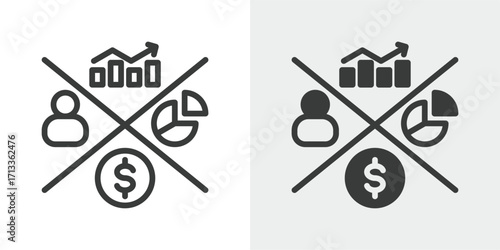 Stakeholders Metric Icon Set in Outline and Mixed Style Vector Illustration