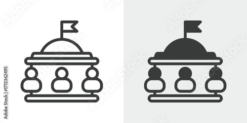 Government Icon Set in Outline and Mixed Style Vector Illustration