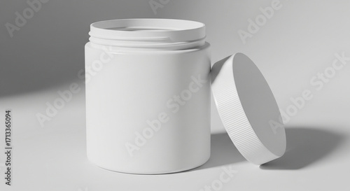 White Cosmetic Jar Mockup: Minimalist Cream Container, Modern Skincare Packaging, Unlabeled Cosmetic Canister, Blank Lotion Bottle, Empty Beauty Product Template, Clean Design, Cosmetic Storage Sample