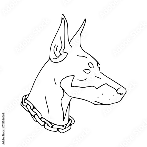 simple line art of a guard dog - security and protection