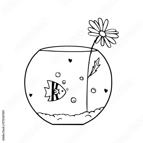minimalist fish in a bowl clipart