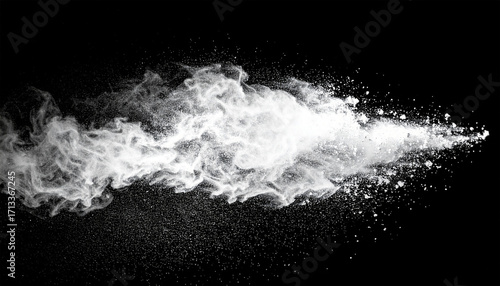 Wallpaper Mural Abstract Smoke Trail: A swirling dance of ephemeral particles emerges dramatically against a stark black background, revealing a captivating image of delicate beauty and mystery.  Torontodigital.ca