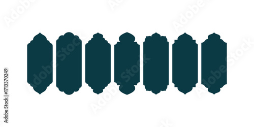 Islamic vector window and door arch shapes with Arab frame set, Ramadan Kareem silhouettes, mosque gates, and elegant arabesque decorative geometric Islamic elements