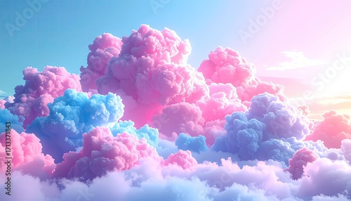 Pastel cloudscape, vibrant pink and blue hues
