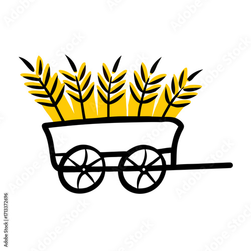 Hayride wagon filled with straw — vector illustration