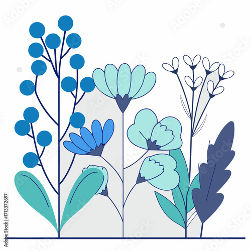 A flat clean vector illustration of a set of dried flowers for crafts in different small shapes and colors. Minimal modern design, isolated on white background.