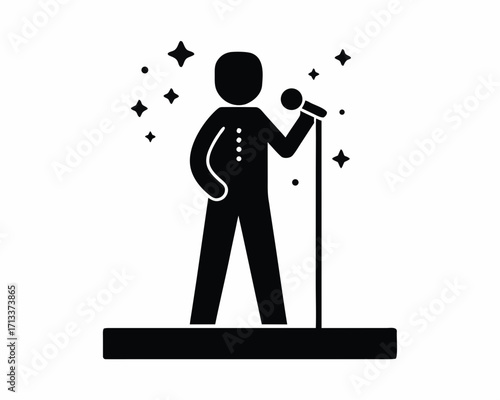 Singer performing icon  silhouette illustration isolated on white background