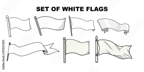 Set of White Flags for Minimalist Design Concepts