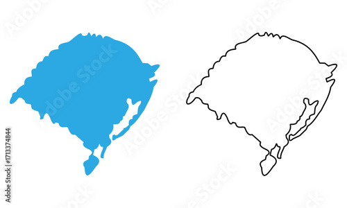 Map of the state of Rio Grande do Sul, Brazil. Map with detailed outline and blue silhouette	