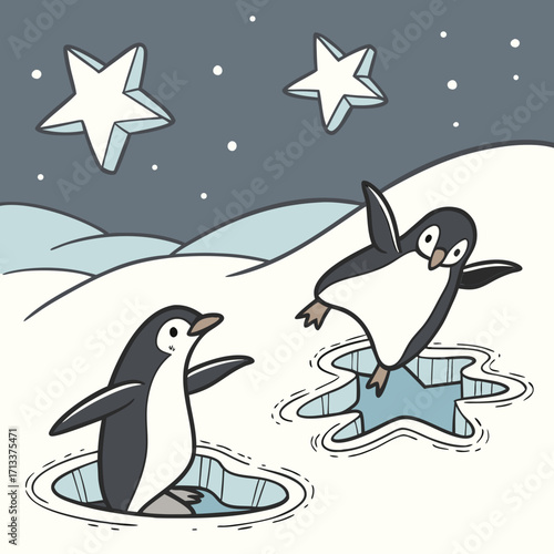 penguin on the snow