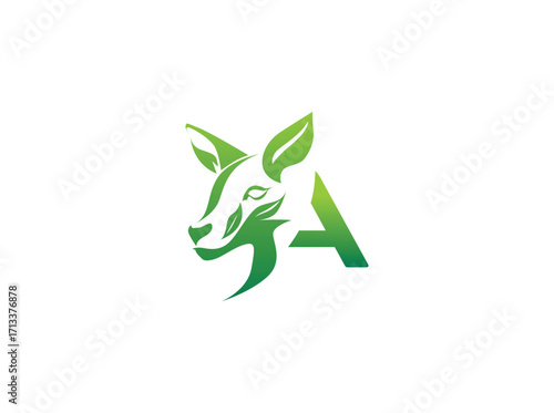 Modern agriculture biotech logo design combining eco-friendly elements with a green leaf and DNA symbol. Abstract emblem representing organic farming, sustainable agriculture, and innovative farm a