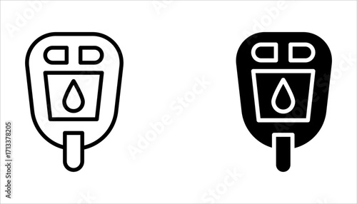 Glucometer icon set, Blood glucose meter test, testing strip diabetes Glucose monitor, glucometer pharmacy on white background