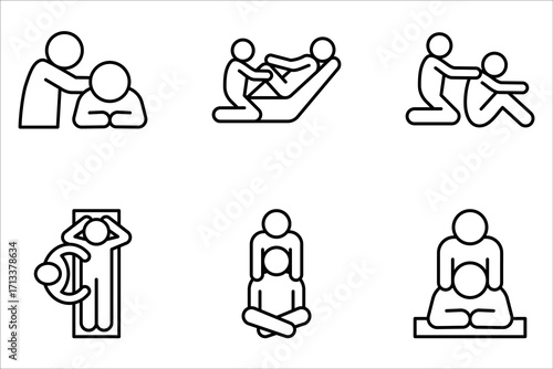 Massage Icon set. spa vector logo, vector sign symbol for design on white background