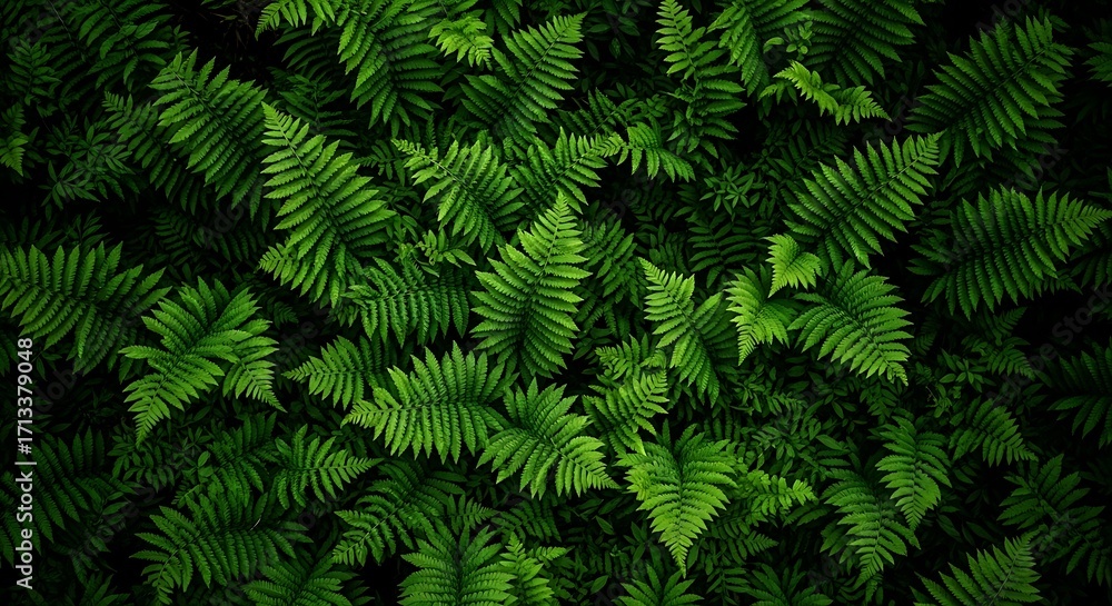 Obraz premium Lush green ferns create a vibrant natural pattern perfect for backgrounds and botanical designs with a fresh and calming aesthetic appeal