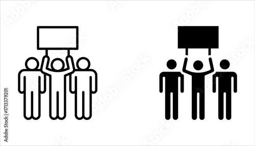 Activism line icon set. Containing protest, activist, demonstration on white background