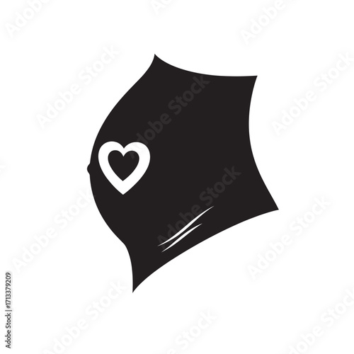 Silhouette of a pregnant woman with a heart on her belly.