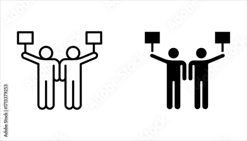 Activism line icon set. Containing protest, activist, demonstration on white background