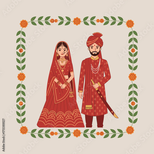 Indian wedding couple celebrating tradition with elegant attire