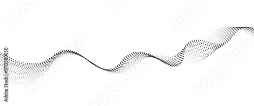 Flowing Dot Wave halftone gradient pattern on transparent background	
