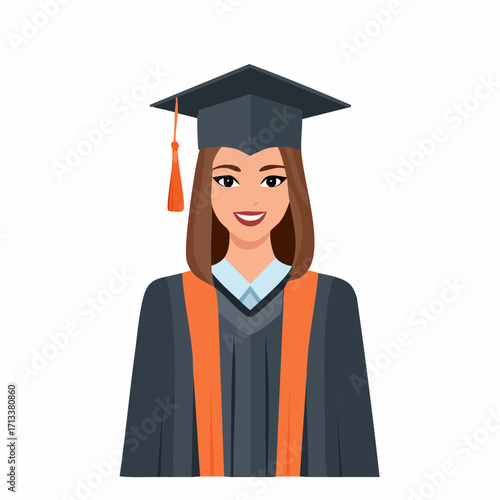 Smiling graduate celebrating academic achievement in cap and gown, ready for future success