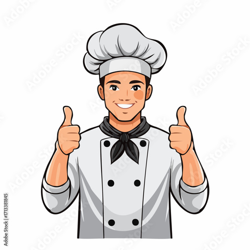 Smiling chef giving thumbs up, perfect for restaurant branding, food blogs, and culinary projects