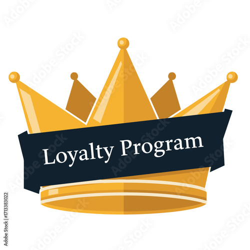 Golden crown with a banner displaying 'Loyalty Program' text, symbolizing reward, premium service, and customer appreciation.