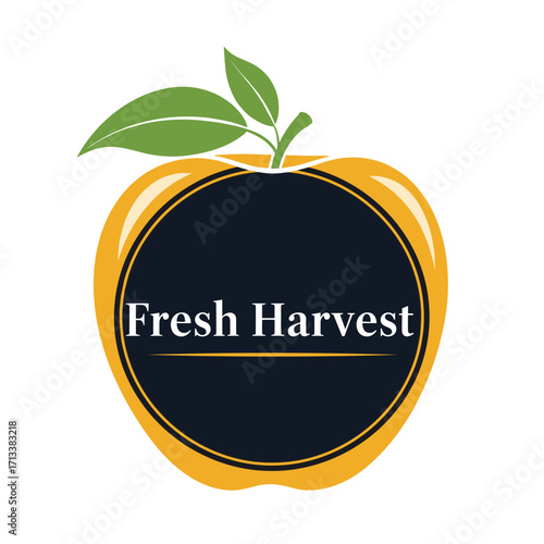 Fresh Harvest Logo Design Featuring Yellow Fruit With Green Leaf For Organic Produce Company