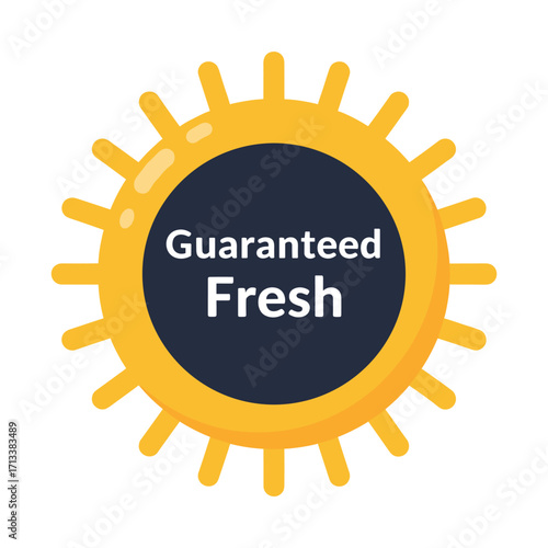 Guaranteed Fresh label or badge for food products, quality assurance, and freshness guarantee.