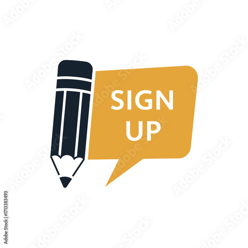 Sign Up Button Icon with Pencil for Registration, Subscription, or Newsletter Enrollment