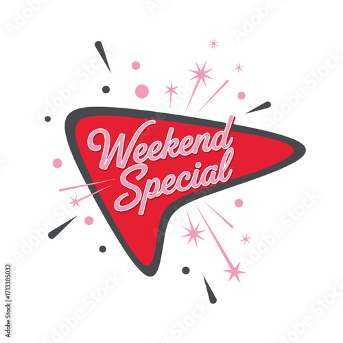 Colorful Weekend Special Graphic Featuring Retro Design Elements