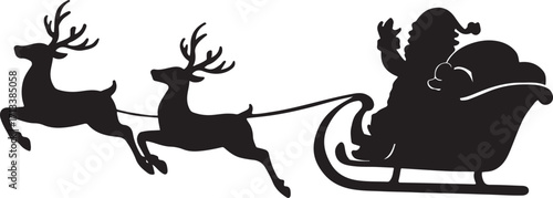 Santa Claus and reindeer silhouette for holiday design