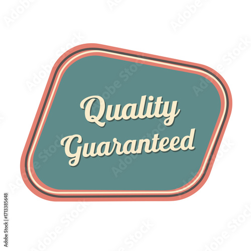 Retro style badge or label with the text 'Quality Guaranteed' in a vintage design, perfect for product assurance and customer satisfaction.
