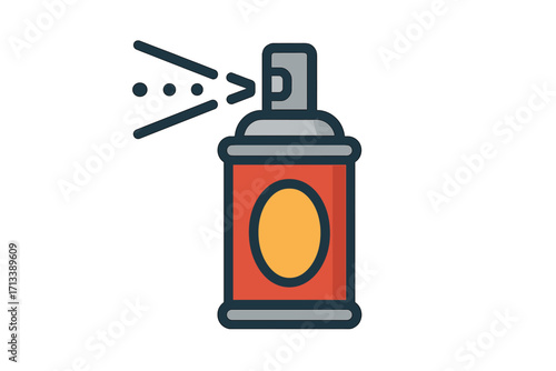 Spray can icon vector illustration. Aerosol paint or gas container symbol. Simple flat line art design for graffiti, deodorant, or air freshener concepts. Isolated object.
