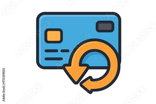 Cash back icon concept. Credit card for money refund and return. Financial transaction and online payment. Loyalty program reward. Banking and e-commerce vector logo.